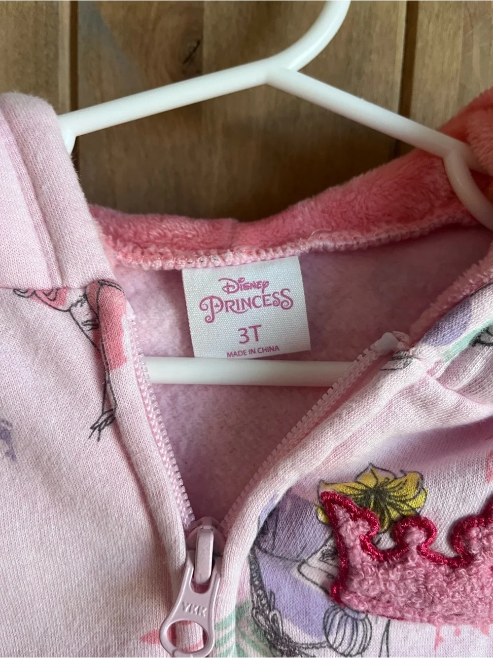 Disney Princess Pink Hooded Zip Top with matching sweat bottoms in size 3T